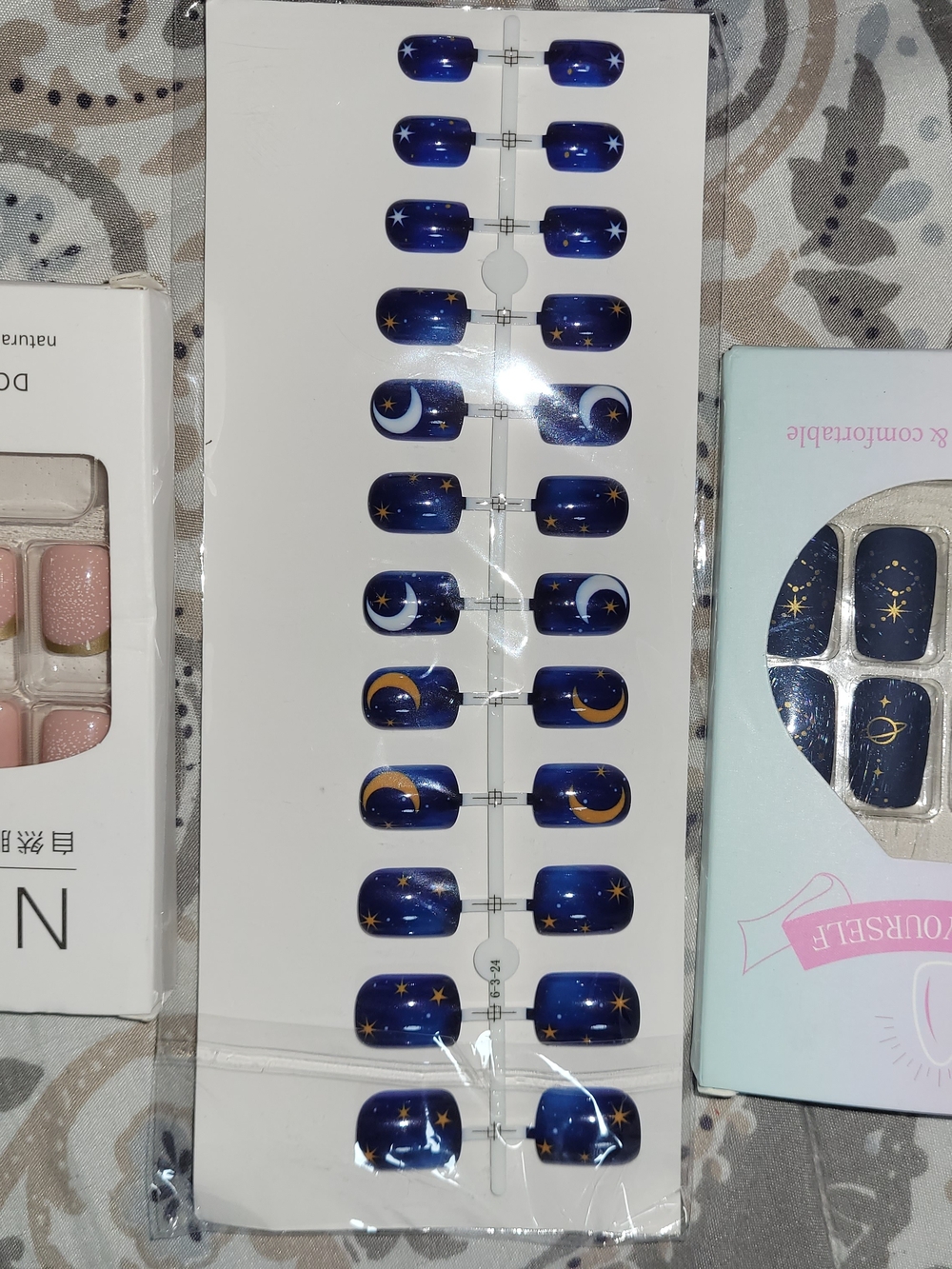 Nail Wraps Deep Blue Moon & Stars Accent - Unbranded 3 Pairs